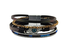 "Evil Eye" Leather magnetic bracelet