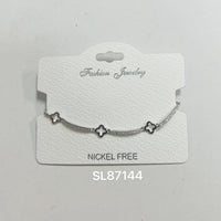 C.Z Rhodium Plated Crystal adjustable Bracelet