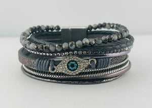 "Evil eye" Leather magnetic bracelet