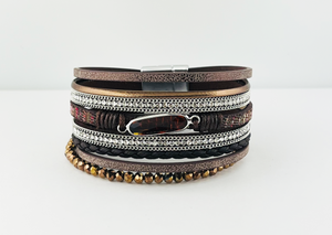 Wide Leather magnetic bracelets