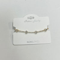 C.Z Rhodium Plated Crystal adjustable Bracelet