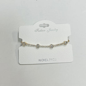 C.Z Rhodium Plated Crystal adjustable Bracelet