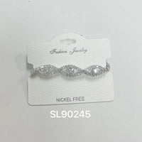 C.Z Rhodium Plated Crystal adjustable Bracelet