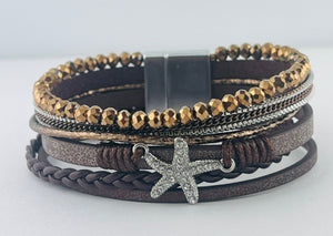 “Starfish” leather magnetic bracelet