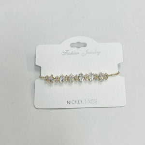 C.Z Rhodium Plated Crystal adjustable Bracelet