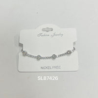 C.Z Rhodium Plated Crystal adjustable Bracelet