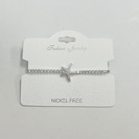 "Starfish" CZ Rhodium Plated Crystal adjustable Bracelet