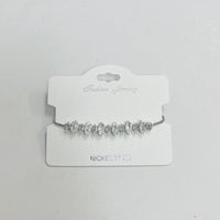 C.Z Rhodium Plated Crystal adjustable Bracelet