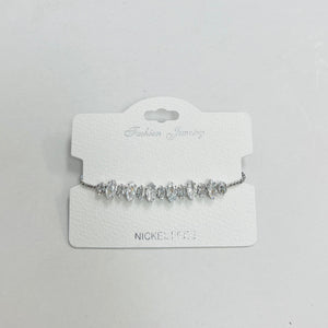 C.Z Rhodium Plated Crystal adjustable Bracelet