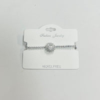 "Spin" C.Z Rhodium Plated Crystal adjustable Bracelet