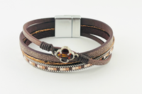 Narrow leather magnetic bracelet