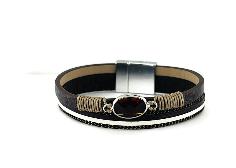 Leather magnetic bracelet