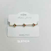 C.Z Rhodium Plated Crystal adjustable Bracelet