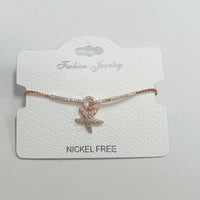 "Starfish" C.Z Rhodium Plated Crystal adjustable Bracelet