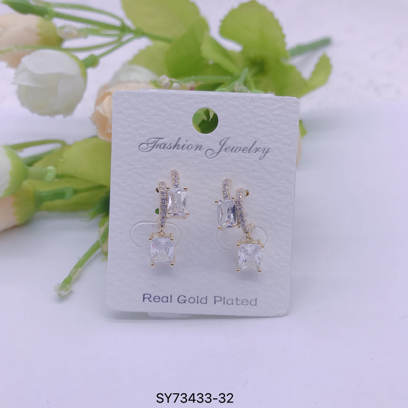 C.Z Rhodium Plated Crystal Earring