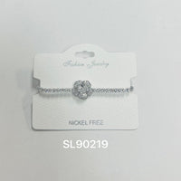 C.Z Rhodium Plated Crystal adjustable Bracelet