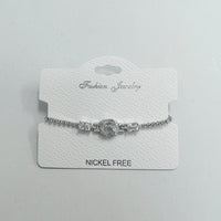 C.Z Rhodium Plated Crystal adjustable Bracelet