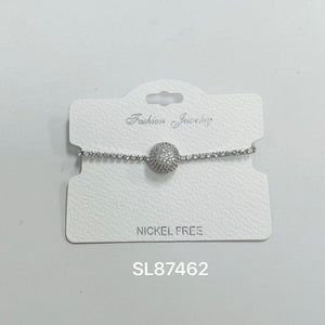 "Spin" C.Z Rhodium Plated Crystal adjustable Bracelet