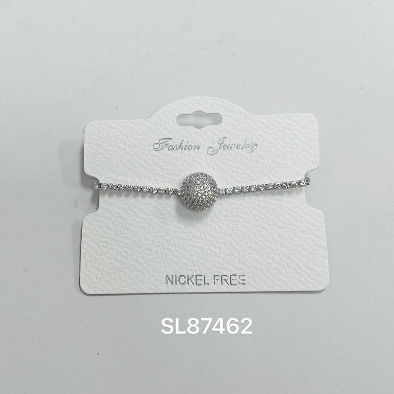 "Spin" C.Z Rhodium Plated Crystal adjustable Bracelet