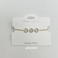 C.Z Rhodium Plated Crystal adjustable Bracelet