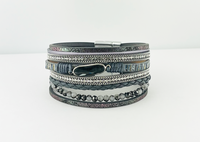 Wide Leather magnetic bracelets