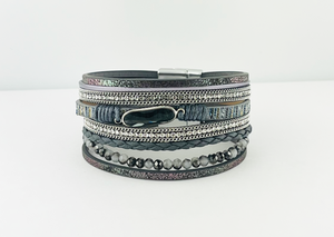 Wide Leather magnetic bracelets