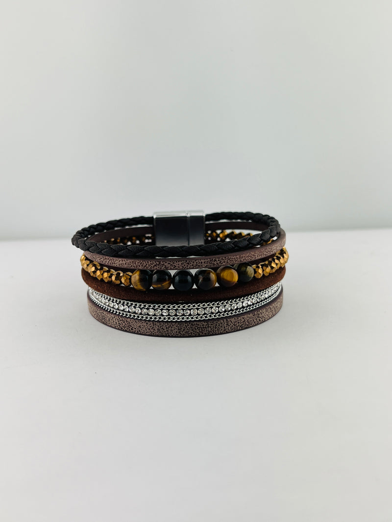 Leather magnetic bracelet