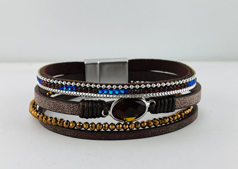 Leather magnetic bracelet