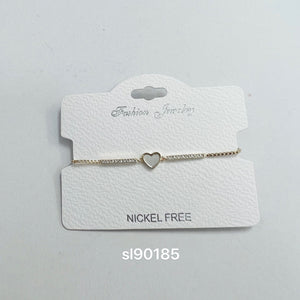 "Heart" C.Z Rhodium Plated Crystal adjustable Bracelet