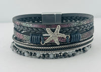 “Starfish” leather magnetic bracelet