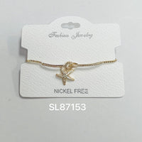 "Starfish" C.Z Rhodium Plated Crystal adjustable Bracelet