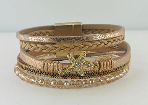 “Starfish” leather magnetic bracelet