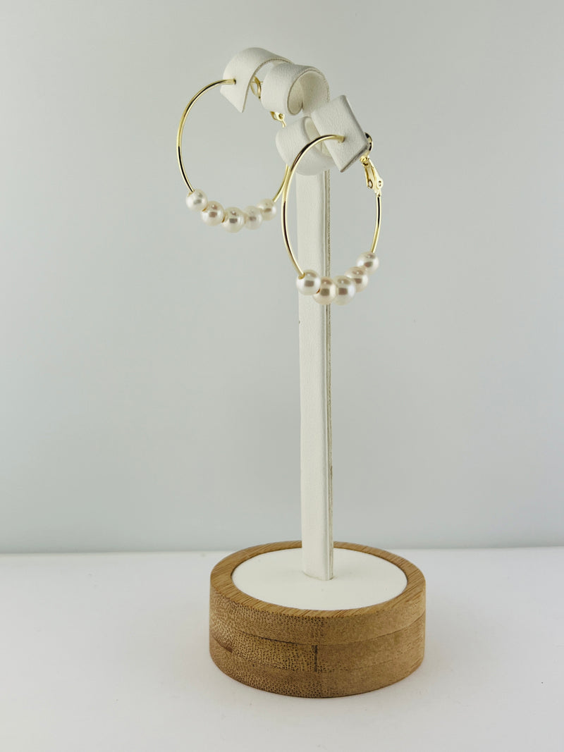 C.Z Pearl hoop earring