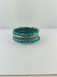 Wide leather magnetic bracelet