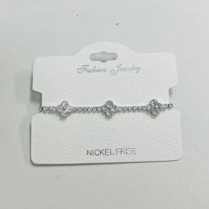 C.Z Rhodium Plated Crystal adjustable Bracelet