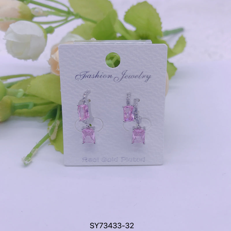 C.Z Rhodium Plated Crystal Earring