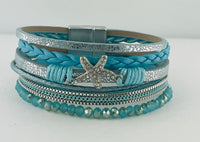 “Starfish” leather magnetic bracelet