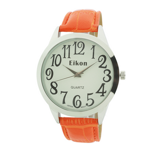 Big Numbers And Round Face Strap Watch