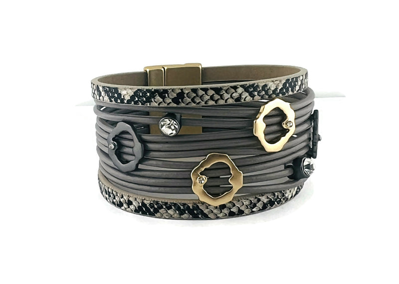 Genuine leather magnetic bracelet