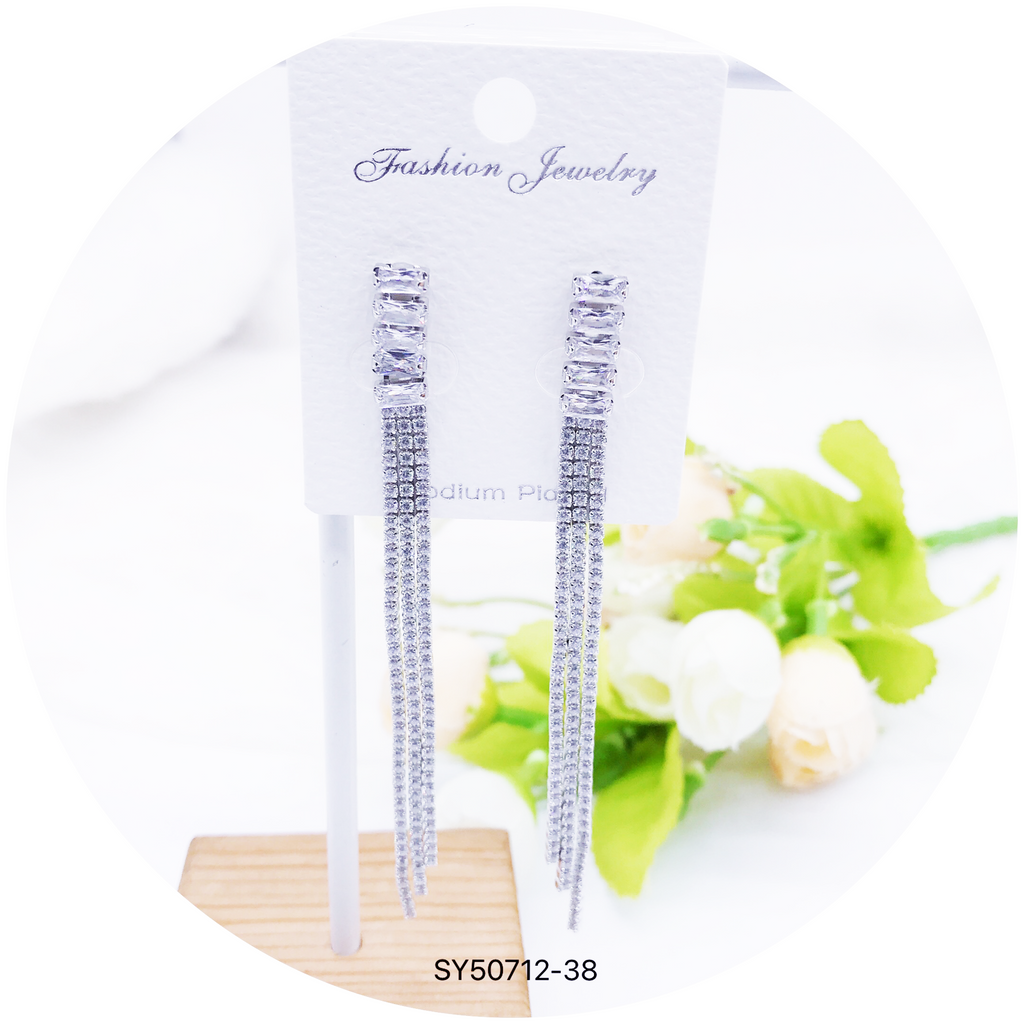 C.Z Rhodium Plated Crystal Earring