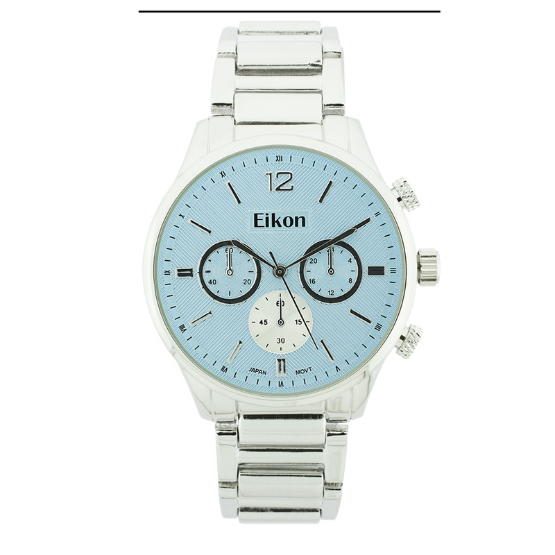 Round Face Lady Link Watch With 3 Small Eyes (Silver)