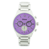 Round Face Lady Link Watch With 3 Small Eyes (Silver)