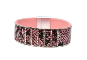 Fashion leather snake skin print bracelets with Magnetic clasp