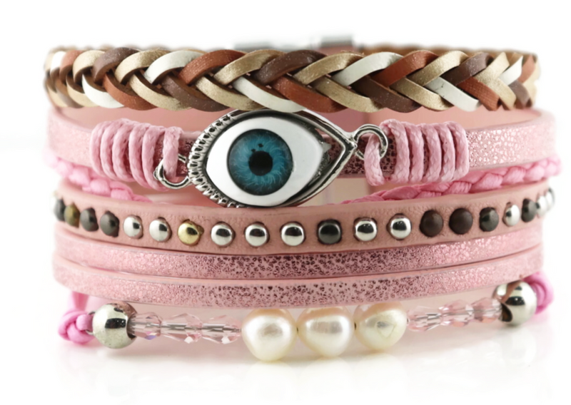 "Evil eye" Leather Magnetic Bracelet