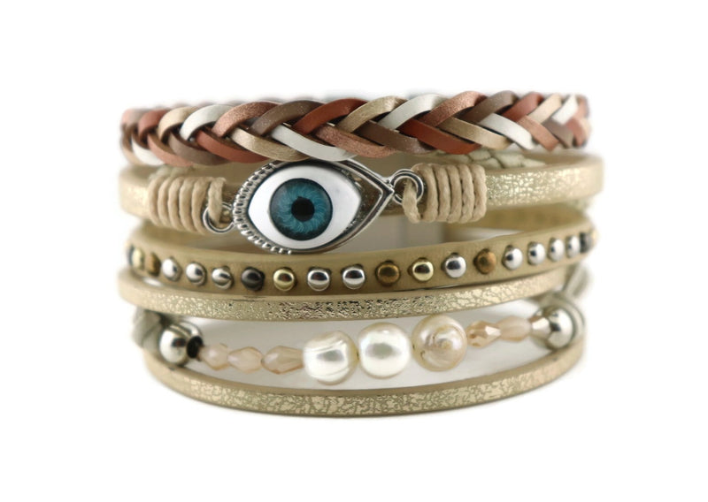 "Evil eye" Leather Magnetic Bracelet