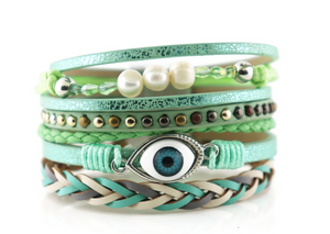 "Evil eye" Leather Magnetic Bracelet