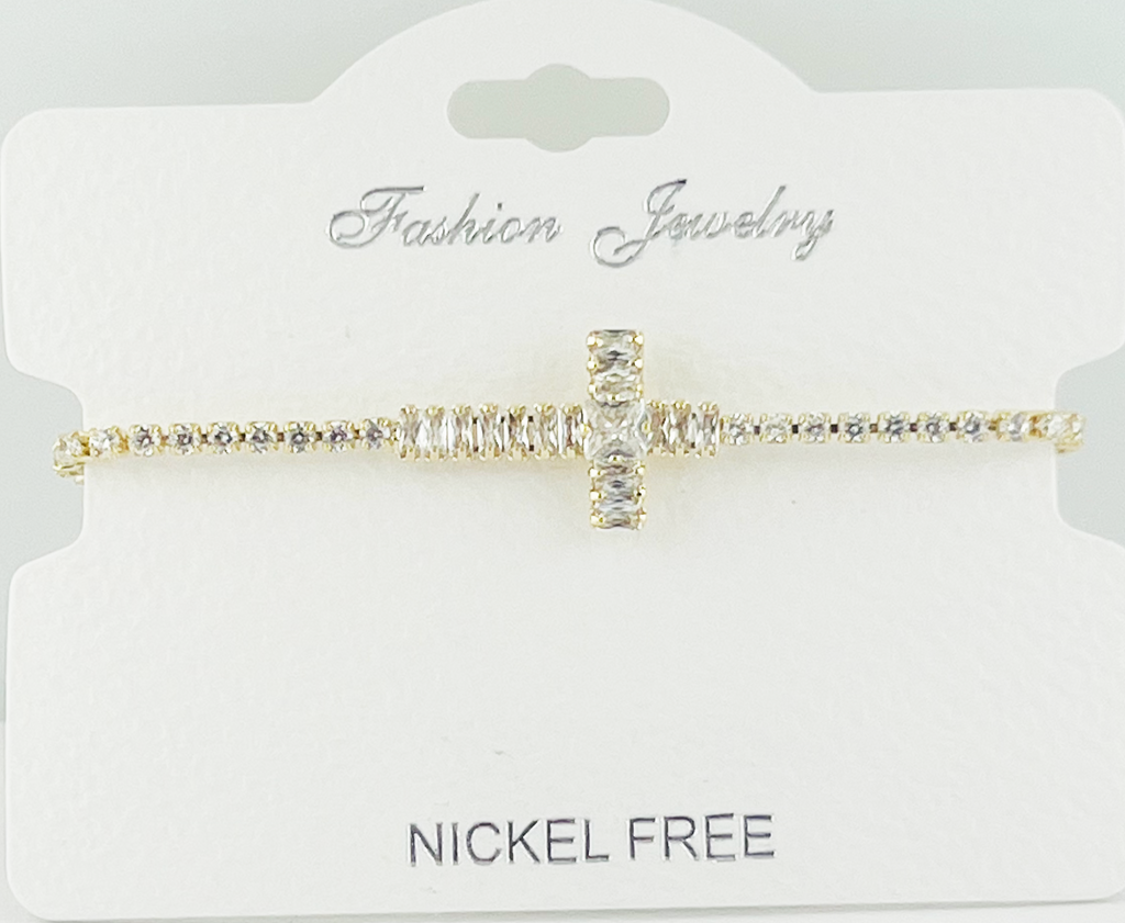 Cross CZ Crystal adjustable bracelet